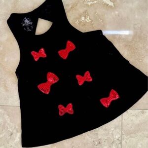Disney Parks Black Tank Top with Red Sequin Bows - Size XXS (Kids)